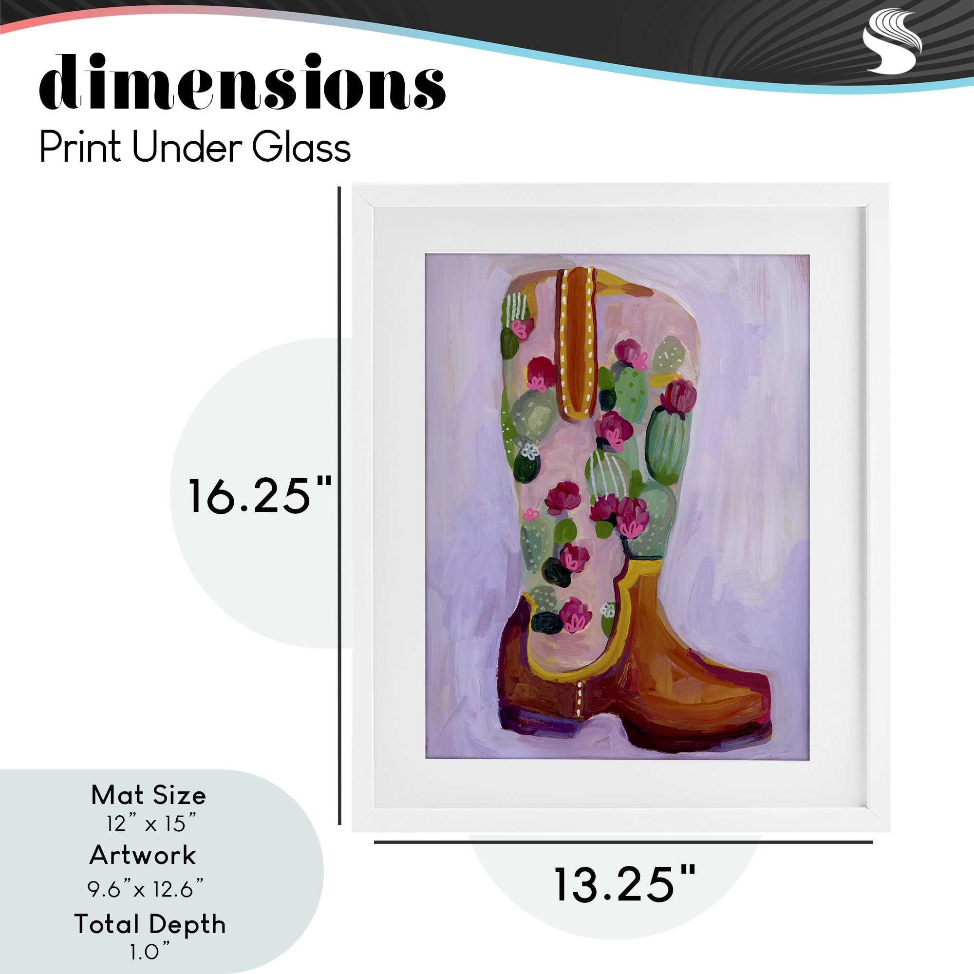 Desert Day Dream Boots White Framed Print Under Glass, design by Ashley Davis