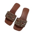 thumbnail image 2 of AXXD Brown Sandals Women Comfortable Summer Flat Rhinestone Mothers Day, 2 of 5