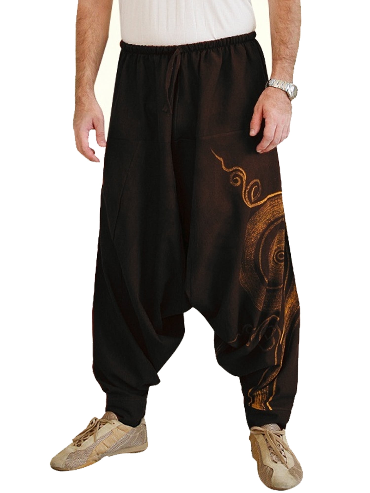 Indian Cotton men's Pajama Pant Baggy Trousers Alibaba Yellow pants Om Print