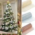 thumbnail image 2 of 26 cm 10 yardas oro plata corona de flores de Navidad malla DIY árbol de Navidad cinta decoración boda regalo de Navidad cinta para envolver, 2 of 4