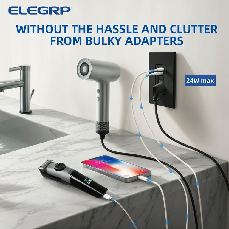 ELEGRP GFCI Outlet W/Nightlight, 15 Amp Self-Test GFI Electrical Outlet Thinner Design Tamper Resistant Gfci Receptacle Ground Fault Receptacle W Scre