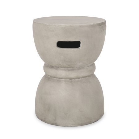 GDF Studio Domitri Outdoor Contemporary Lightweight Concrete Side Table, Concrete Finish