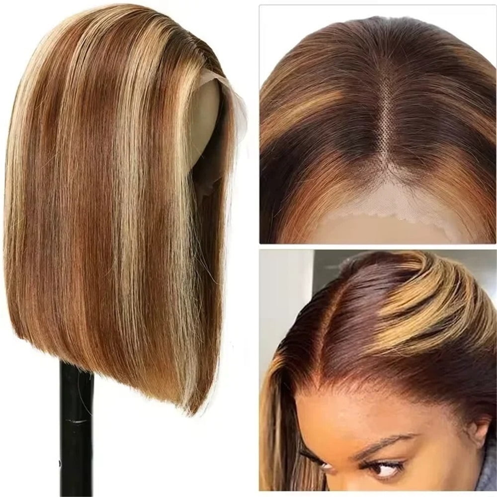 T Part Lace Front Bob Wigs Honey Blonde Straight Short Human Hair Bob Lace Front Wigs Human Hair 180 Density