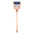 thumbnail image 3 of 1.62 ctw 3 Stone Anniversary Ring for Women | Square Emerald Cut Simulated Blue Sapphire | Hyperallergenic Solid 18K Rose Gold, 3 of 5