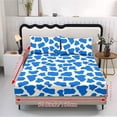 thumbnail image 2 of COEQINE Blue Cow Print Queen Sheet Set 3 Pieces Bed Sheets Set, Soft Breathable Easy Care Bedding Set All Season Long Lasting Bottom Bedsheet for Queen Size Bed, 2 of 5