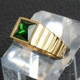 thumbnail image 3 of HIJONES Men's Green Stone Ring Stainless Steel Square Crystal Gemstone Simple Vintage Statement Rings Gold Size 10, 3 of 5