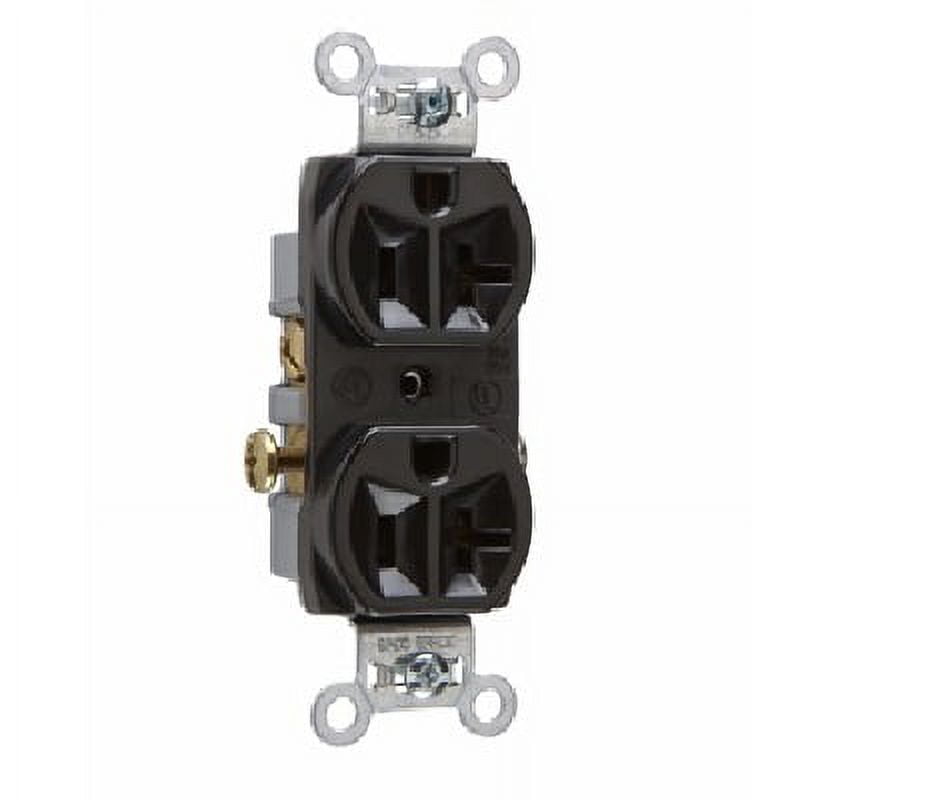 Pass ; Seymour CR20-BK Double Pole Straight Blade Duplex Receptacle; Wall Mount, 125 Volt, 20 Amp, Black
