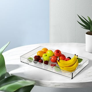 Rectangle Tray Decorative Tray Breakfast Tray Modern Food Tray Clear Acrylic Tray Serving Tray with Handles for Dresser Countertop BBQ, Size: Medium