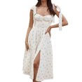 thumbnail image 3 of Kmbangi Robe de Soirée Midi d'Été pour Femmes Couleur Unie Sans Manches Robe de Plage Dos Nu Fendue, 3 of 6
