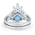 thumbnail image 3 of Two Piece Oval Vintage Style Women Engagement Ring Simulated Aquamarine 925 Sterling Silver, 3 of 5