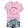 thumbnail image 2 of Nuoqisi T-Shirts Graphiques Mignons avec Nœud pour Femmes de la Saint-Valentin, T-Shirt Décontracté à Imprimé, Col Rond, T-Shirt d'Été à Manches Courtes, Hauts Tendance, T-Shirt Esthétique Chic, Hauts Tee Esthétiques, T-Shirt Rose avec Nœud, T-Shirt Girly, 2 of 6