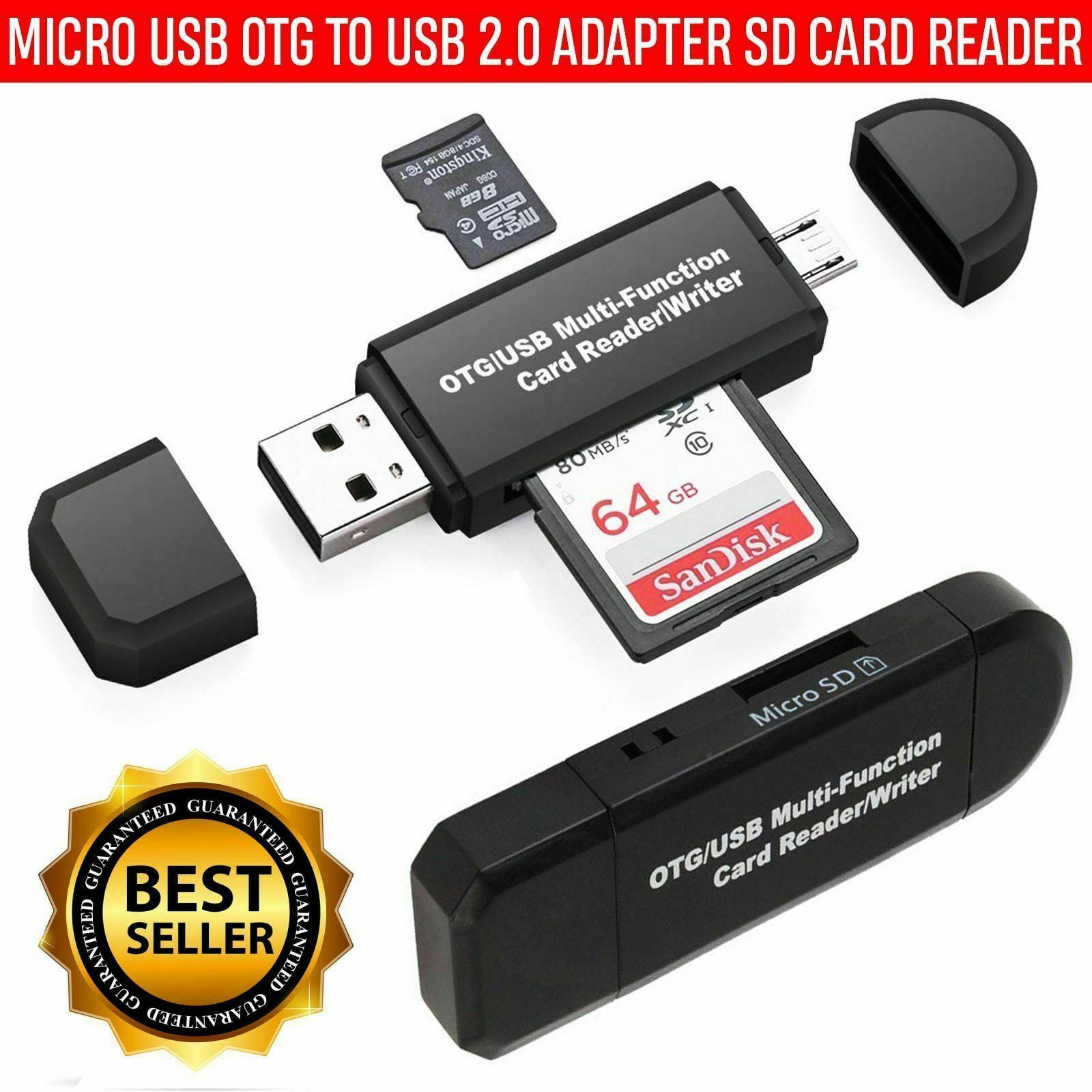 Micro USB OTG/USB 2.0 Card Reader Adapter, SD/Micro SD Memory Card