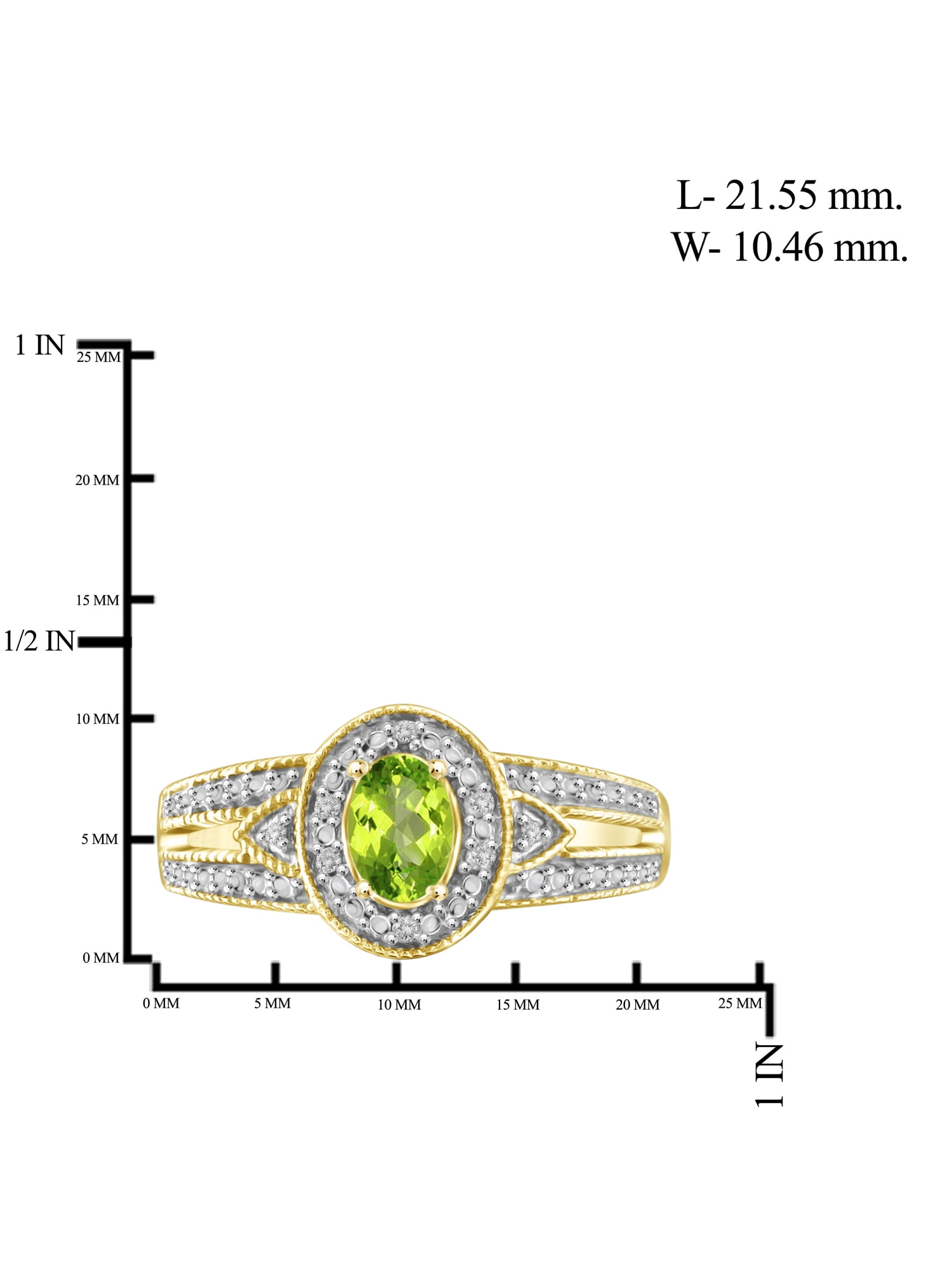 JewelersClub Peridot Ring Birthstone Jewelry–0.50 Carat Peridot 14K Gold Plated Silver Ring Jewelry with White Diamond Accent–Gemstone Rings with Hypoallergenic 14K Gold Plated Silver