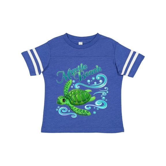 Inktastic Myrtle Beach Cute Sea Turtle with Waves and Bubbles Boys or Girls Toddler T-Shirt