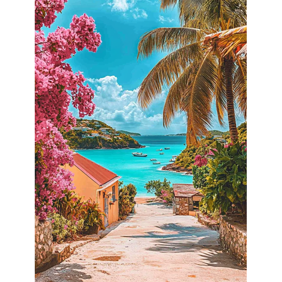 Tropical Beach House Canvas Wall Art, Perfect for Living Room,Office, Bathroom, and Kitchen Decor
