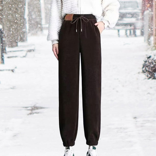 Bunblic Women Winter Harem Pants Plush Lined Sweatpants Pockets