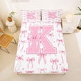 thumbnail image 5 of Manfei Pink Loves Pattern Queen Sheet Sets For Girls,Cartoon Letter K Initial Print Bed Set For Kids,4 Pieces, 5 of 6
