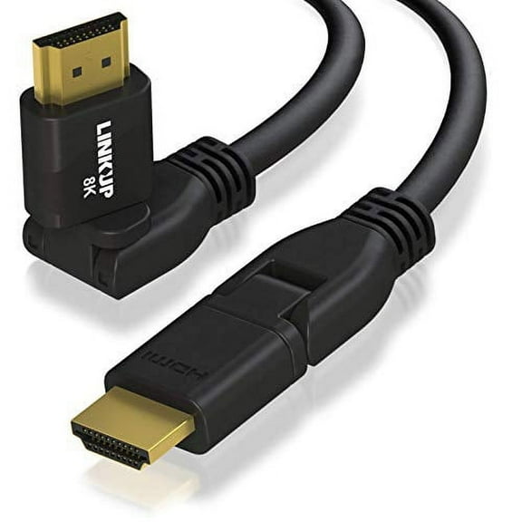 LINKUP - Ultra High-Speed HDMI 2.1 8K Cable 360° Swivel Angle Connector | DSC HDR UHD Digital Video Cord - Tough 28AWG 48GB/s | 10K 8K 5K 4K 2K 1080 | Compatible with Apple Xbox PS5 Samsung