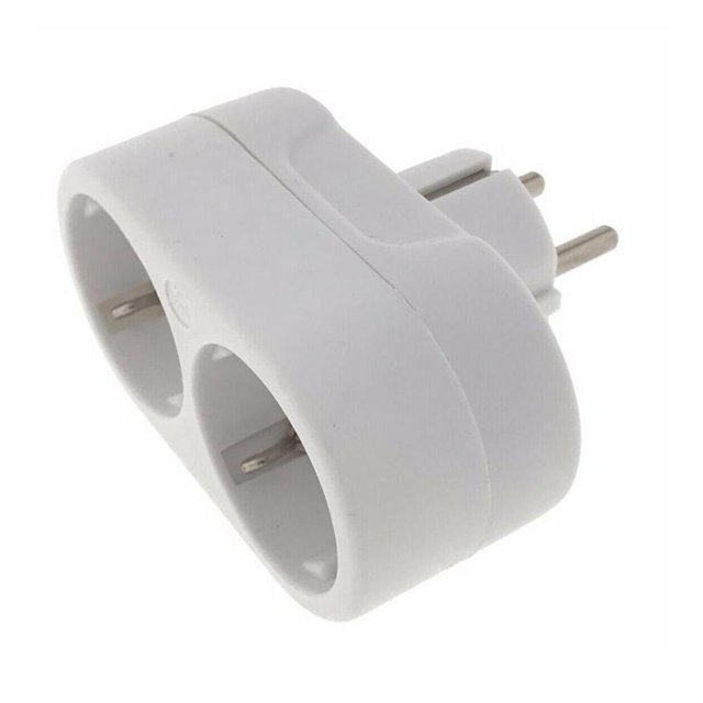 Enchufe horizontal redondo de 2 vías, tipo C, carga máxima 3500 W, 250 V, blanco, aprox. 9 x 5 x 8 cm, 79 g