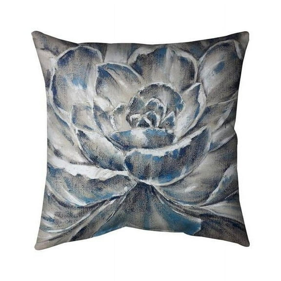 18 x 18 in. Grey & Blue Flower-Double Sided Print Indoor Pillow