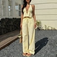 thumbnail image 2 of PIWHJQK Women Stripe Tan Tops Set Straight Leg Pant Set Women Striped V Neck Tank Top Straight Pants Set Women Outfits Sets, 2 of 6