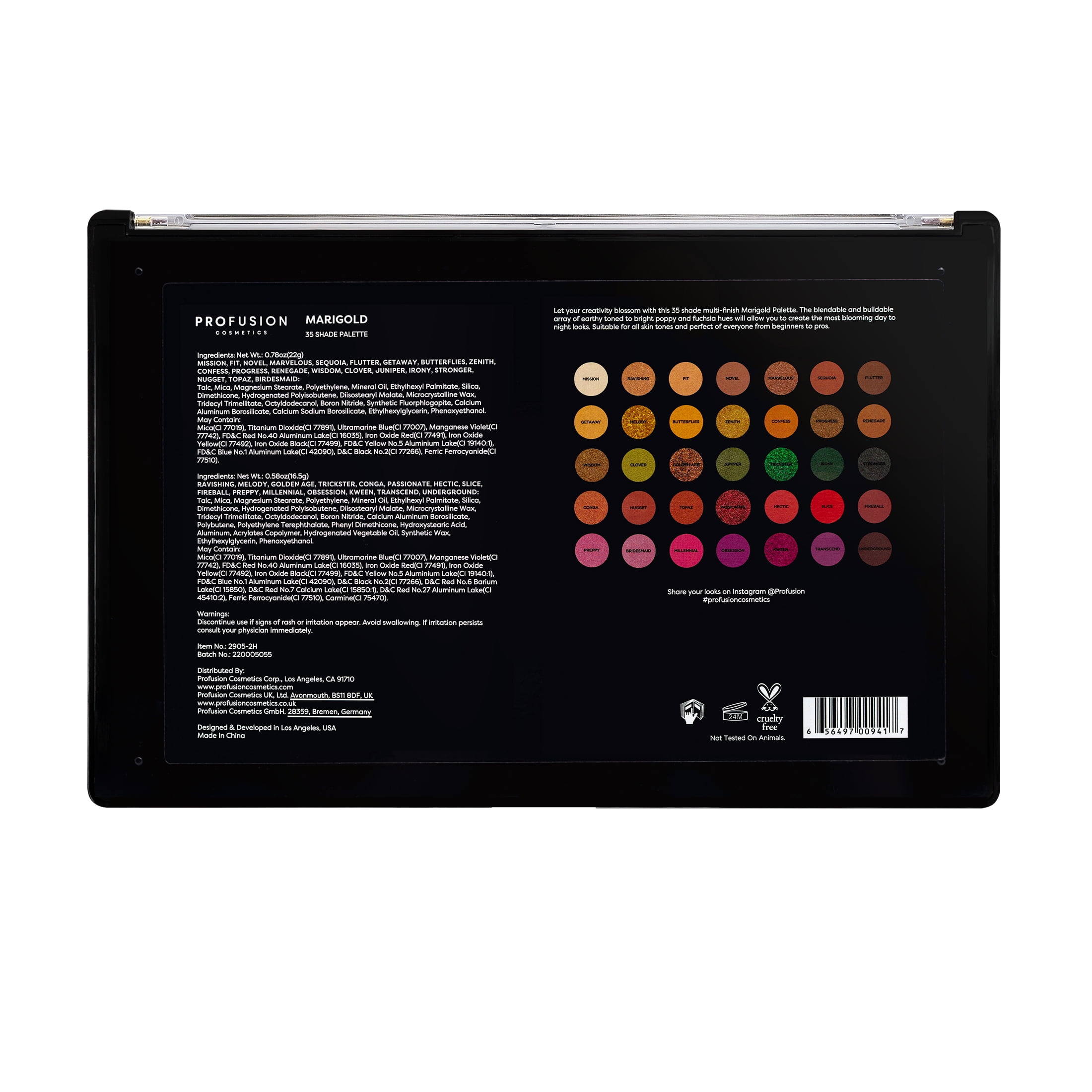Profusion Cosmetics 35 Shade Eyeshadow Palette - Marigold