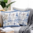 thumbnail image 2 of Navy Blue Coastal Throw Pillow Covers 16x16 Inch Set of 2, Summer Nautical Lighthouse Starfish Waterproof Outdoor Pillow Covers, Decorative Cushion Pillowcases for Couch, Sofa, Bed, Garden, Patio, 2 of 9