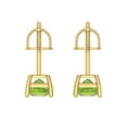 thumbnail image 4 of 1.5 ct Screw-Back Stud Earrings for Women | 5.0mm Princess Cut Natural Peridot | 18K Yellow Gold, 4 of 5