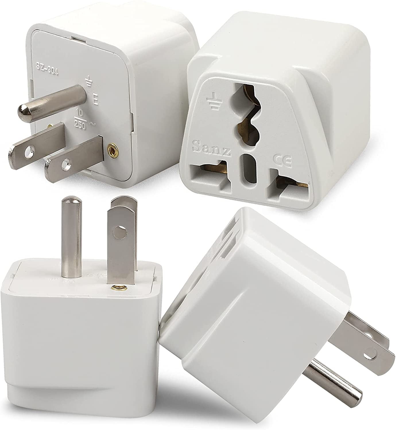 Mijnenveld Getand verkiezing 4 Pack Universal Adapter, UK to US Adapter, Europe to US Plug Adapter,  Travel Adapters, European to USA General Adapter, American Outlet Plug  Adapter (White) - Walmart.com