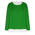 thumbnail image 5 of Women's Fashion Loose Fit Long Sleeve Round Neck Blouse Shirt Top, Elegant Casual Tunic for Work Office, Spring Summer Fall Gift | CSEONE,Green L, 5 of 9