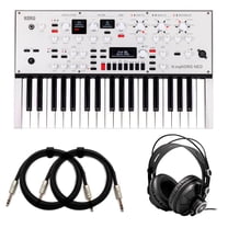 Korg KingKORG Neo 37-Key Virtual Analog Synthesizer Bundle with Closed-Back Headphones and Cables (4 Items)