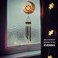thumbnail image 2 of Campana de viento solar de sol y luna, campana de viento para exteriores con bolas de vidrio craquelado y ganchos en forma de S, campanas de patio de tubo de aluminio, decoración de interiores, cobre, 2 of 5