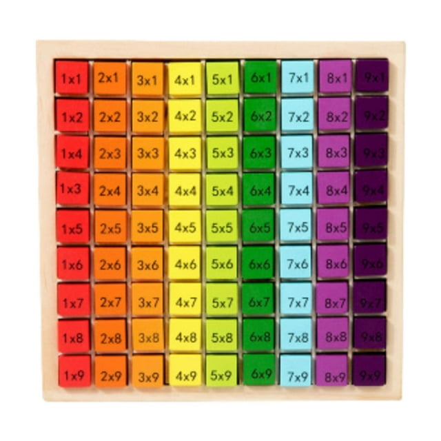 Tablero de multiplicación de arcoíris, juegos de tablas de multiplicar, juguete de aprendizaje, bandeja de tabla de multiplicar de 9 x 9 para