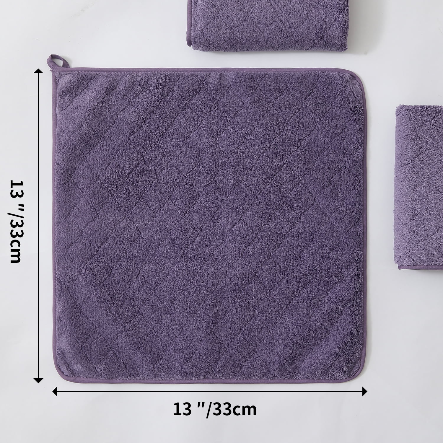 Beartech Microfiber Washcloths 24 Pack,13"x13" Quick Dry Ultra Soft and Highly Absorbent Washcloths for Bathroom,Kitchen Dish Towels -Dark Purple