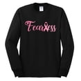 thumbnail image 2 of Wild Bobby, Fearless Pink Ribbon Support Warrior Women, Breast Cancer Awareness, Men Long Sleeve Shirt, Black, Small, 2 of 5