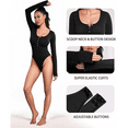 thumbnail image 5 of MLDRA Bodysuits for Women Long Sleeve Body Suit Crew Neck Ribbe Basic Going Out Winter Button Down Women Bodysuits Black, 5 of 6
