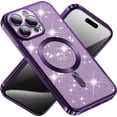 thumbnail image 3 of for iPhone 15 Pro Case Magnetic Clear Sillicone Glitter Bling Women Girly Cute Slim Soft TPU Luxury Protective Phone Cases with MagSafe for iPhone 15 Pro, 3 of 10