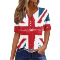thumbnail image 2 of Fiudx Ofertas Relámpago Camiseta Holgada con Cuello En V y Estampado Del Día de La Independencia para Mujer, 2 of 5