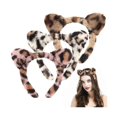 thumbnail image 1 of wonima44 3 PCS Leopard Cat Ears Headband Winter Headbands for Women Washing Face Makeup Cosplay Costume Hair Accessories, 1 of 1