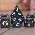 thumbnail image 4 of Dados de mazmorras y dragones Dados de rayas metálicas con estuche de regalo Juegos de dados poliédricos de metal para juegos de mesa Juego de rol D&D (níquel negro-verde púrpura), 4 of 5