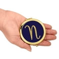 thumbnail image 3 of Koyal Wholesale Gold Compact Mirror Bridesmaid's Wedding Gift, Navy Blue | Faux Gold Glitter, Monogram Letter N, 1-Pack, 3 of 5