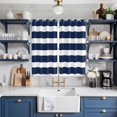thumbnail image 2 of Curtains 63 Inch Length 2 Panels, Navy Blue Stripe Grommets Window Treatment Curtain, Modern Simple Geometric White Striped Thermal Curtains Drapes for Living Room/Bathroom, 2 of 9