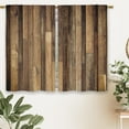 thumbnail image 6 of Brown Farmhouse Wooden Barn Door Kitchen Curtains Country Wood Western Small Short Cafe Window Curtains Rustic Vintage Bathroom Drapes Treatment Tier Curtains 2 Panels (27.5x39 Inch), 6 of 6