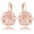 thumbnail image 1 of Precious Stars Rose Goldtone Cubic Zirconia 3D Rose-Shape Drop Earrings, 1 of 3