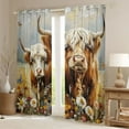 thumbnail image 2 of Castle Fairy Highland Bull Curtains Pack of 2 (42x84 Each) for Kids Teens Adults,Farmhouse Animal Curtains Blackout,Chic Floral Flowers Bedroom Curtains,Breathable Home Decor, 2 of 6