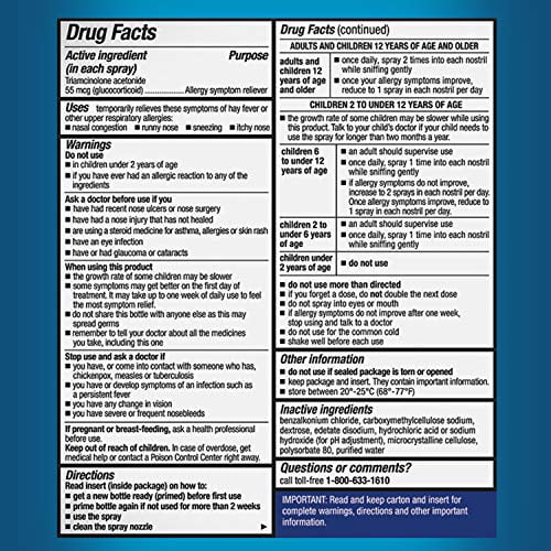 Nasacort Allergy 24Hr Non-Drip Nasal Spray 120 Sprays, 0.57 oz