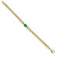 thumbnail image 3 of Gem Stone King 925 Two Tone Sterling Silver Green Nano Emerald and White Lab Grown Diamond Bracelet for Women (0.79 Cttw, Gemstone May Birthstone, Oval 8X6MM, 6.5/7/7.5 inches, Made in Italy), 3 of 3