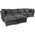 thumbnail image 3 of Tabaray 130" Sectional Sofa with Full Down Feather Cushions, Fabric 6 Seats Modular U-Shaped Sofa Couch Set with Convertible Ottoman, Free Combination Sleeper Sofa for Living Room, Apartment, 3 of 8