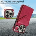 thumbnail image 2 of Allytech iPhone 14 Pro Case with Ring Holder & Shoulder Strap, Retro PU Leather Cards Slots Kickstand Detachable Lanyard Shockproof Wallet Case Cover for Apple iPhone 14 Pro - Red, 2 of 14