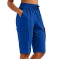thumbnail image 5 of Besolor Womens Running Shorts High Waist Elastic Drawstring Lightweight Quick Dry Casual Athletic Workout Knee Length Shorts with Pocket, 5 of 7